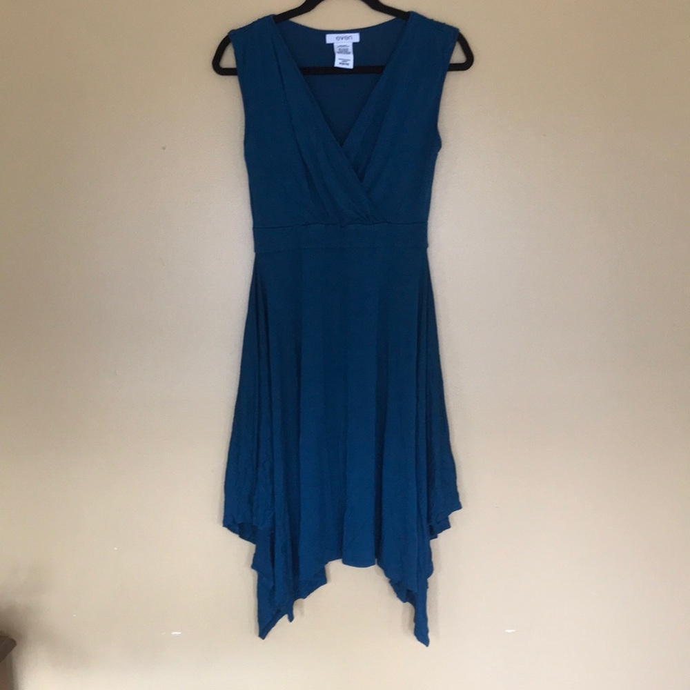 Teal Handkerchief Hem Dress